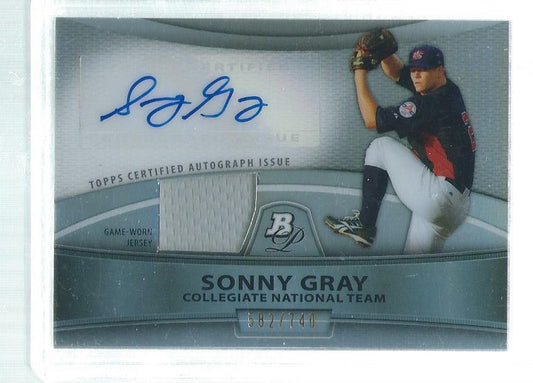 SONNY GRAY 2010 BOWMAN PLATINUM USA JERSEY AUTO REFRACTOR PROSPECT #D 582/740