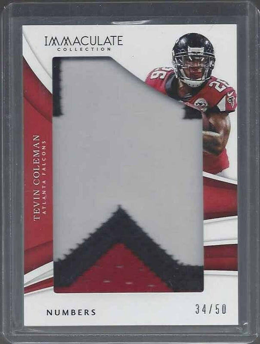 TEVIN COLEMAN 2018 IMMACULATE NUMBERS JUMBO 3 COLOR FALCONS PATCH #D 34/50