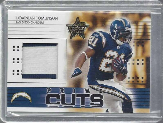 LADIANIAN TOMLINSON 2005 LEAF ROOKIES & STARS PRIME CUTS 2 COLOR PATCH #D 8/25