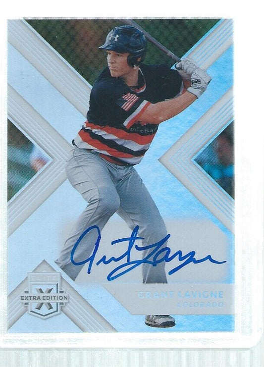 GRANT LAVIGNE 2018 ELITE EXTRA EDITION ON CARD AUTO PROSPECT #41