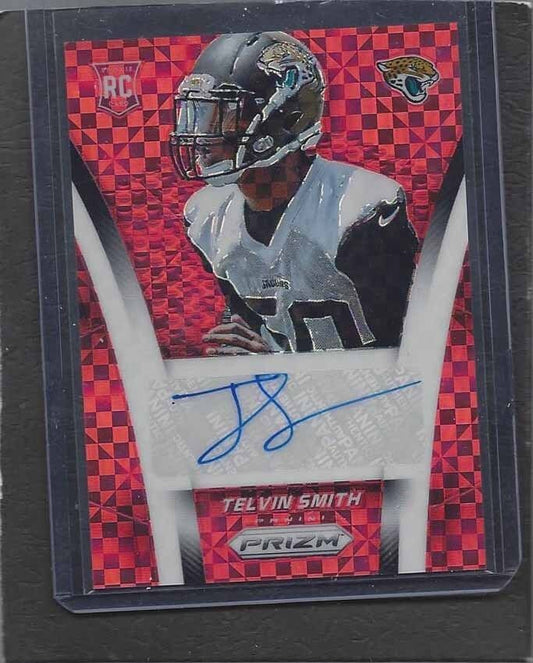 TELVIN SMITH 2014 PANINI PANINI PRIZM RED POWER PRIZMS JAGUARS AUTO RC #D 25/35