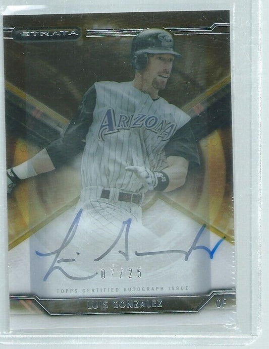 LUIS GONZALEZ 2015 TOPPS STRATA GOLD ON CARD AUTO #D 7/25