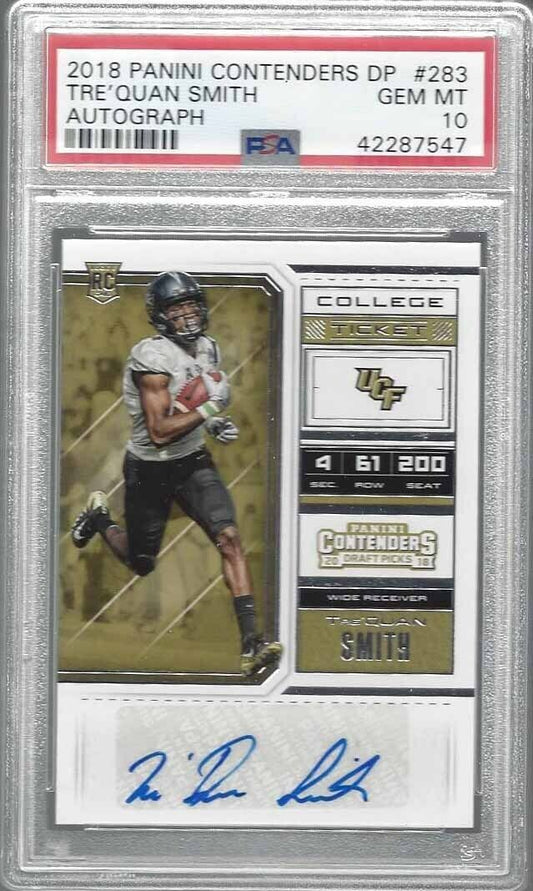 TRE'QUAN SMITH 2018 CONTENDERS SAINTS TRUE RC AUTO #283 PSA 10 GEM MINT