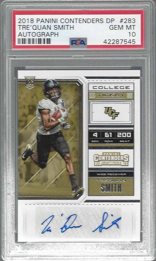 TRE'QUAN SMITH 2018 CONTENDERS SAINTS TRUE RC AUTO #283 PSA 10 GEM MINT
