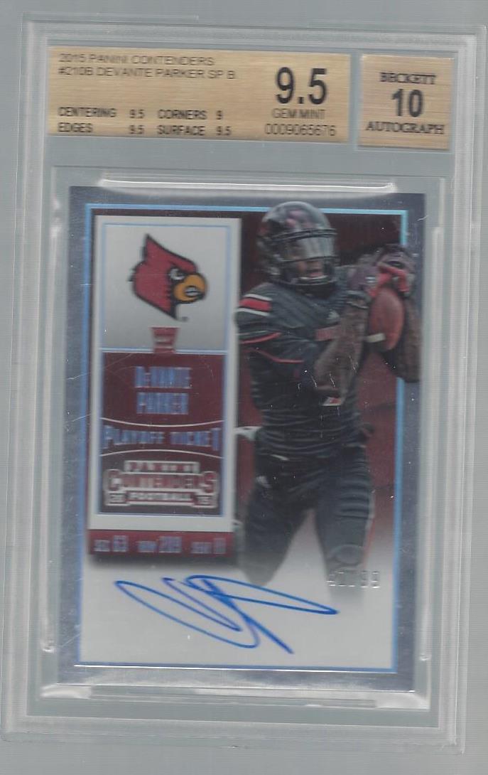 DEVANTE PARKER 2015 CONTENDERS COLLEGE VAR PLAYOFF TICKET AUTO RC /99 BGS 9.5 10