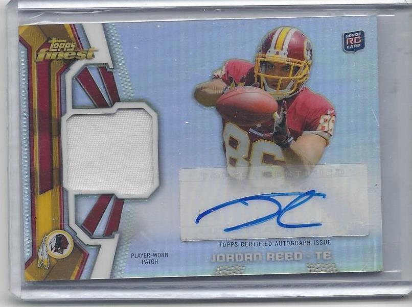 JORDAN REED 2013 TOPPS FINEST RPA REFRACTOR 3 COLOR ROOKIE PATCH AUTO RC