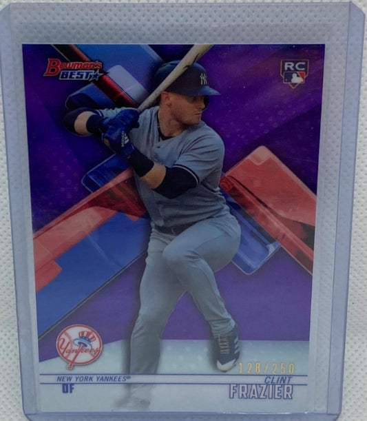 CLINT FRAZIER 2018 BOWMAN'S BEST PURPLE REFRACTOR ROOKIE RC #D 128/250