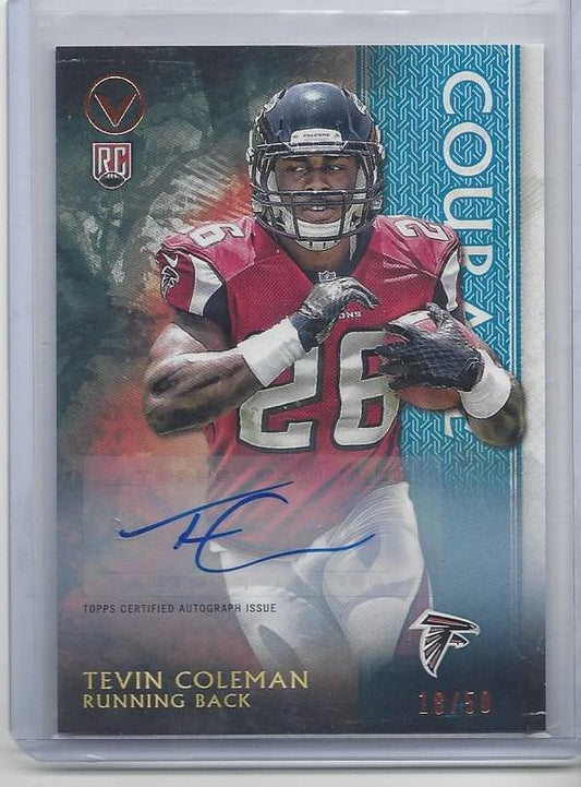 TEVIN COLEMAN 2015 TOPPS VALOR COURAGE BLUE FALCONS ROOKIE AUTO RC #D /50
