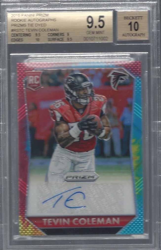 TEVIN COLEMAN 2015 PANINI PRIZM TIE DYE PRIZMS AUTO RC /25 BGS 9.5 10 AU POP 1/1