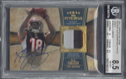 A.J. GREEN 2011 TOPPS 5 FIVE STAR GOLD RPA 3 COLOR PATCH AUTO RC /55 BGS 8.5 10