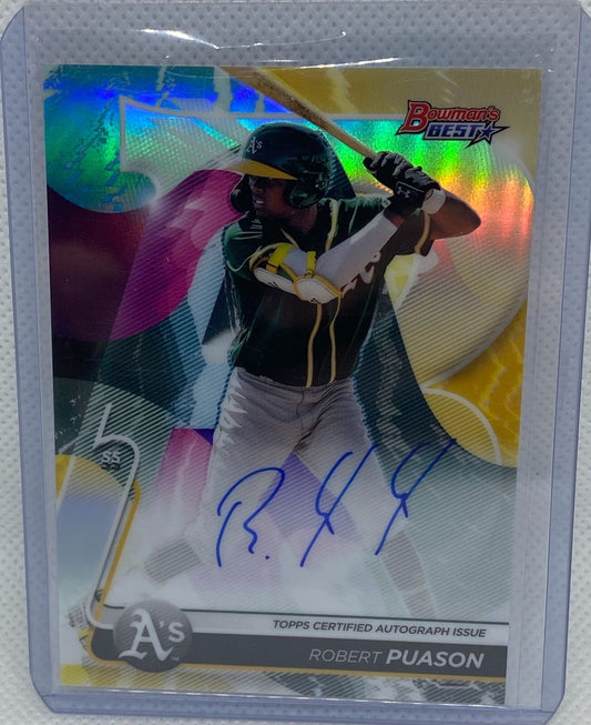 ROBERT PUASON 2020 TOPPS BOWMANS BEST REFRACTOR PROSPECT ON CARD AUTO #B20-RP