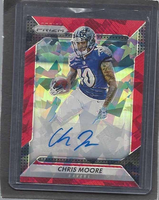 CHRIS MOORE 2016 PANINI PRIZM RED CRYSTAL PRIZMS ROOKIE AUTO RC #D 32/75