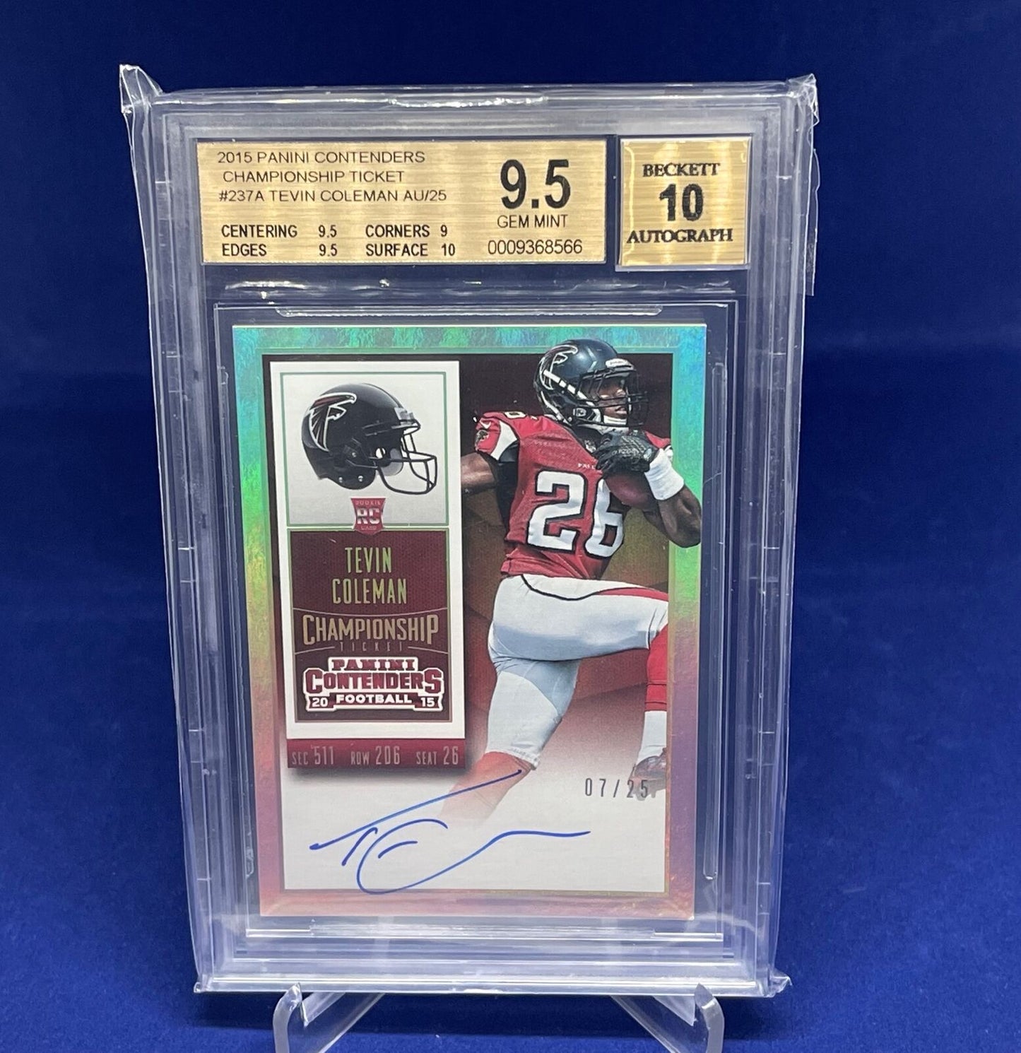 TEVIN COLEMAN 2015 CONTENDERS CHAMPIONSHIP TICKET AUTO RC #D 7/25 BGS 9.5 10 AU