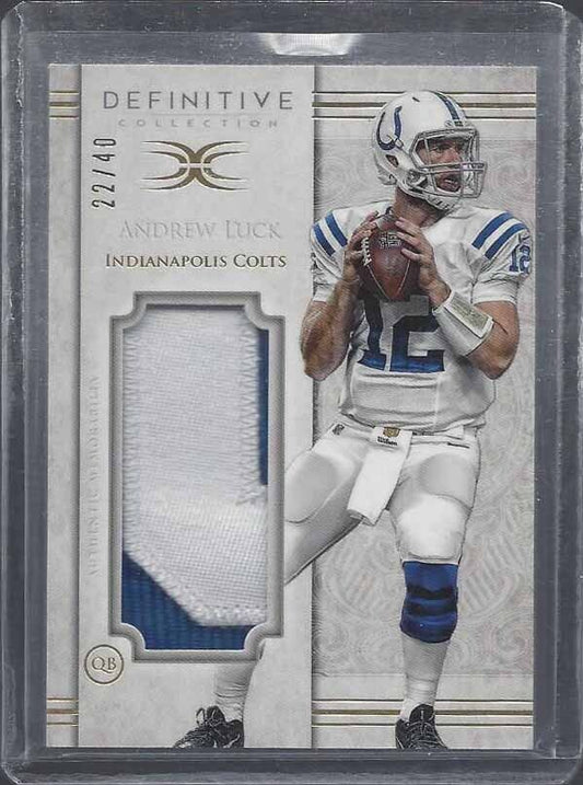 ANDREW LUCK 2015 TOPPS DEFINITIVE JUMBO 2 COLOR COLTS PATCH #D 22/40