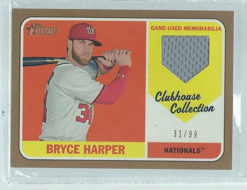 BRYCE HARPER 2018 TOPPS HERITAGE CLUBHOUSE COLLECTION GOLD JERSEY #D 31/99