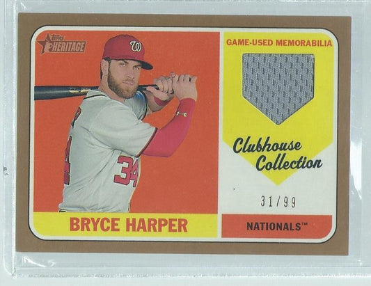 BRYCE HARPER 2018 TOPPS HERITAGE CLUBHOUSE COLLECTION GOLD JERSEY #D 31/99