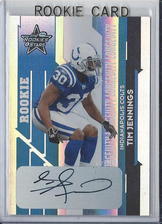 TIM JENNINGS 2006 LEAF ROOKIES & STARS LONGEVITY HOLOFOIL AUTO RC #D 1/25