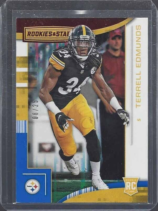 TERRELL EDMUNDS 2019 ROOKIES & STARS RED FOIL ROOKIE RC #D 8/25