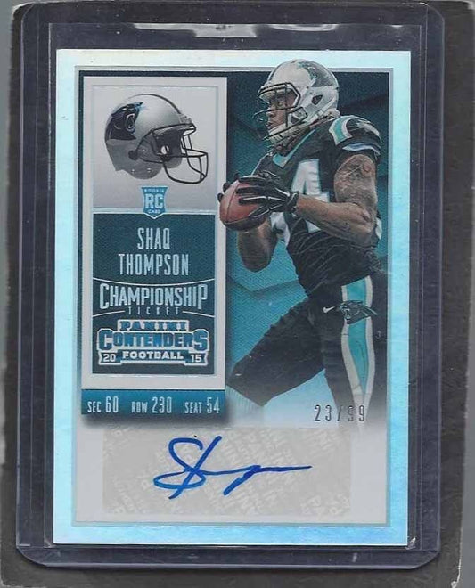 SHAQ THOMPSON 2015 PANINI CONTENDERS CHAMPIONSHIP TICKET PANTHERS AUTO RC #D /99