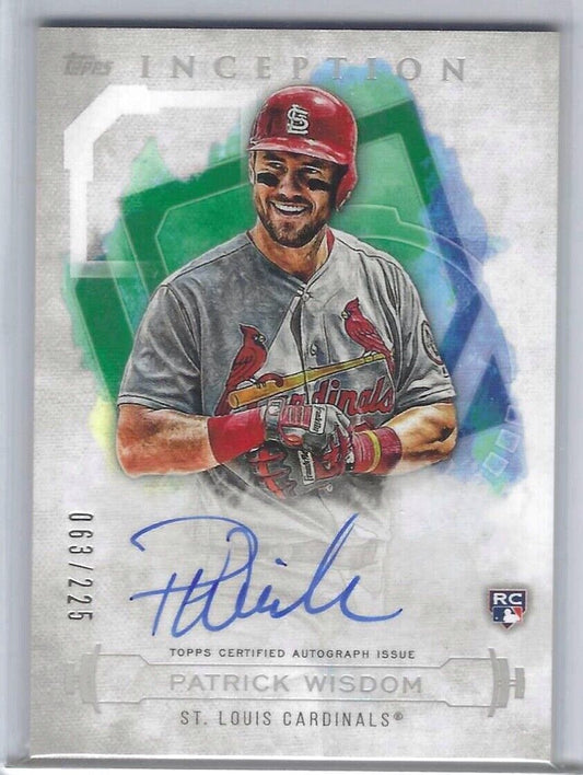 PATRICK WISDOM 2019 TOPPS INCEPTION ROOKIE ON CARD AUTO RC #d /225