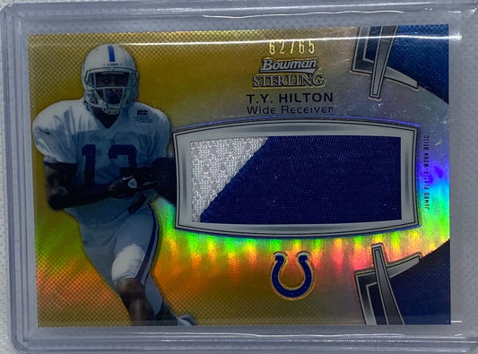 T.Y. HILTON 2012 TOPPS BOWMAN STERLING GOLD REFRACTOR PATCH RC #D 62/65