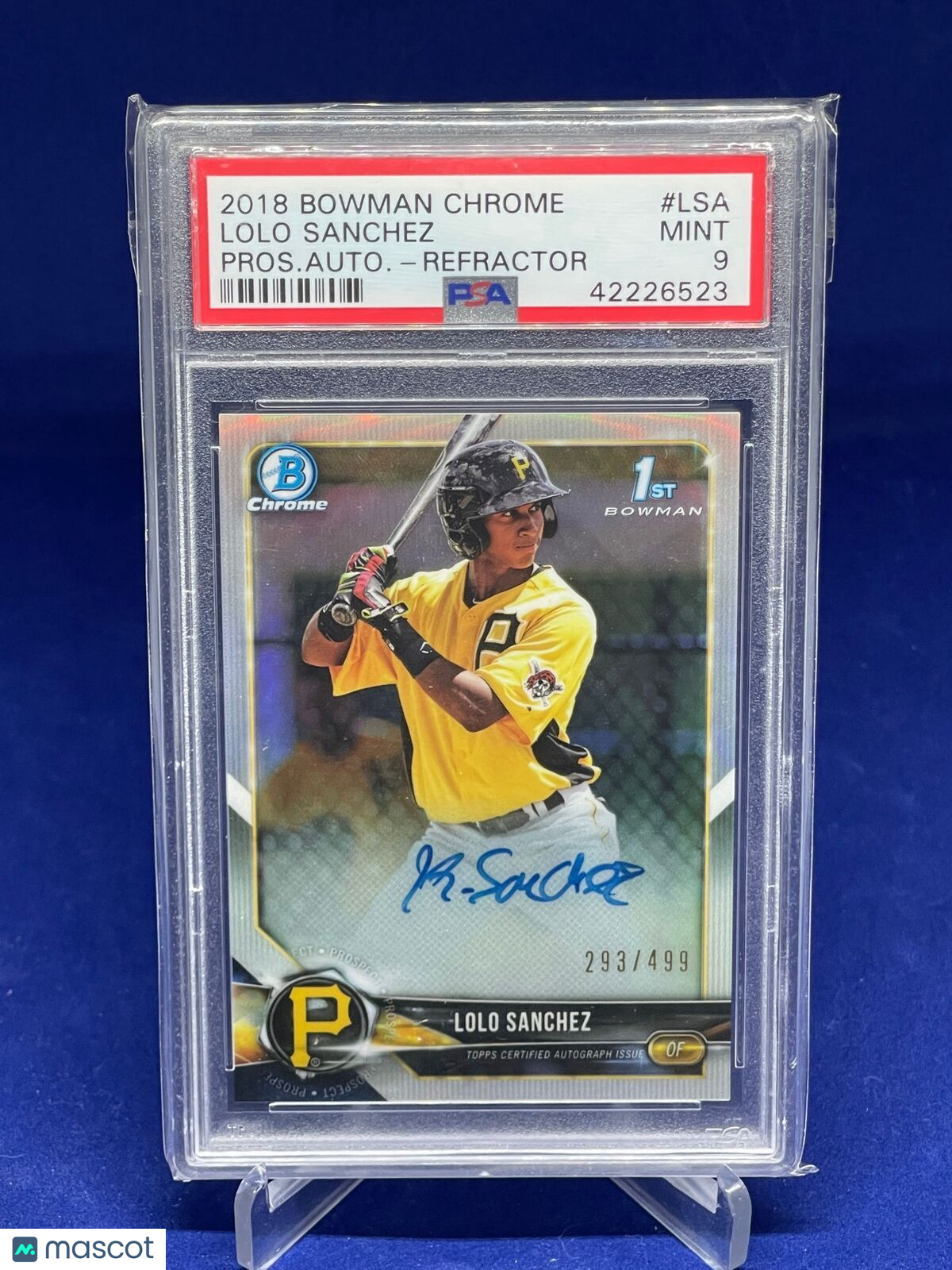 LOLO SANCHEZ 2018 BOWMAN CHROME PROSPECT AUTO REFRACTOR RC #D 293/499 PSA 9
