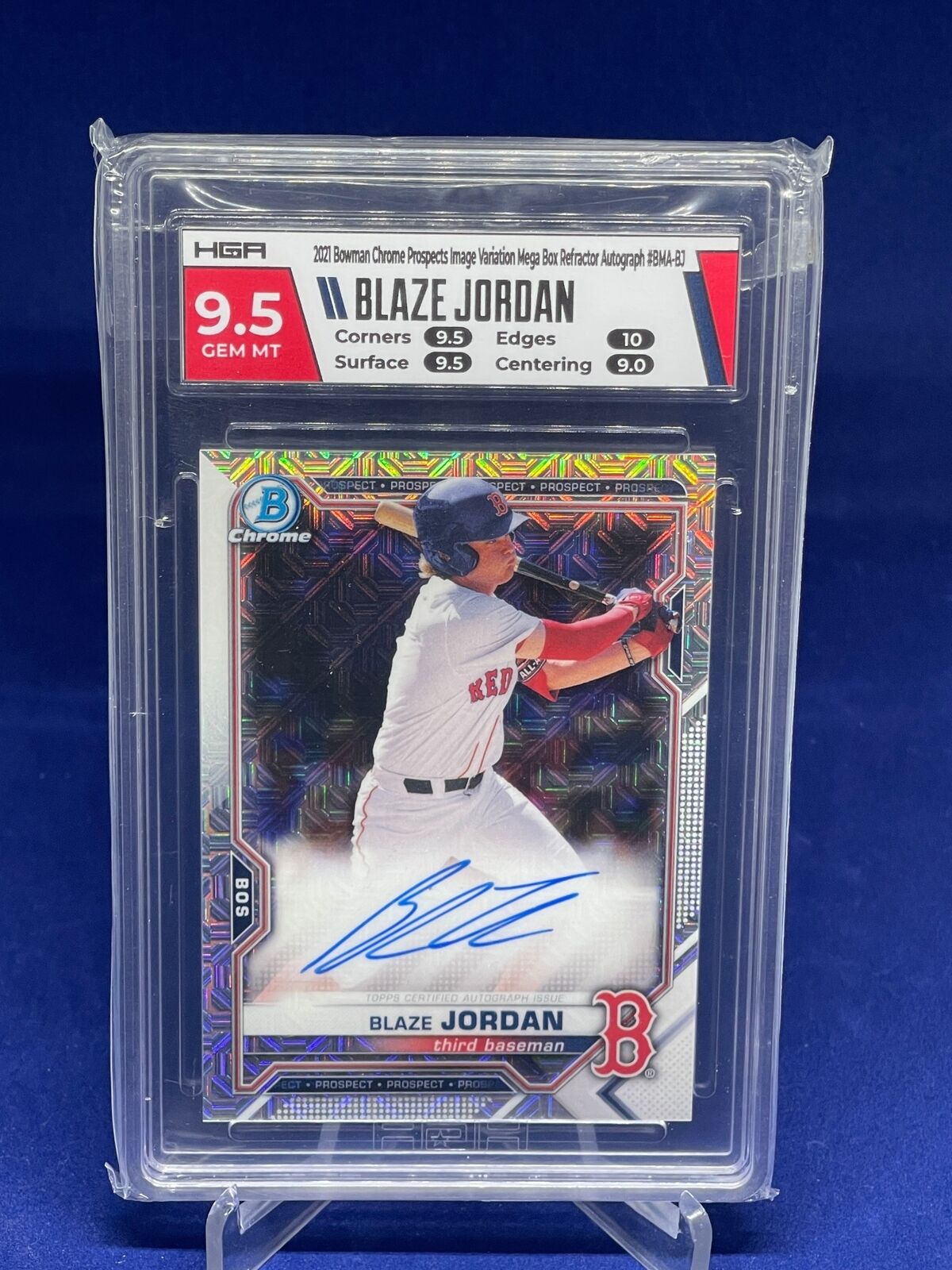 BLAZE JORDAN 2021 BOWMAN PROSPECTS MEGA BOX REFRACTOR AUTO HGA 9.5 GEM MINT
