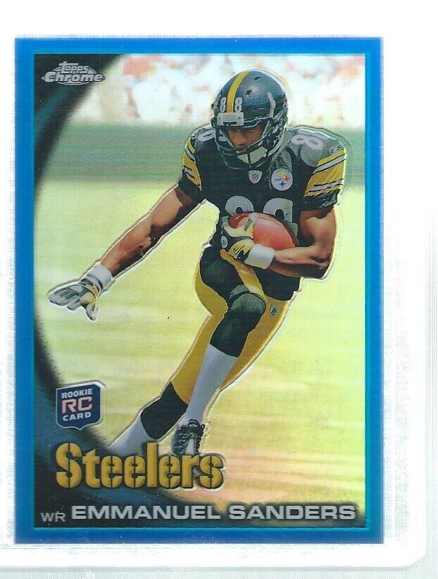 EMMANUEL SANDERS 2010 TOPPS CHROME BLUE REFRACTOR ROOKIE RC #D 41/199