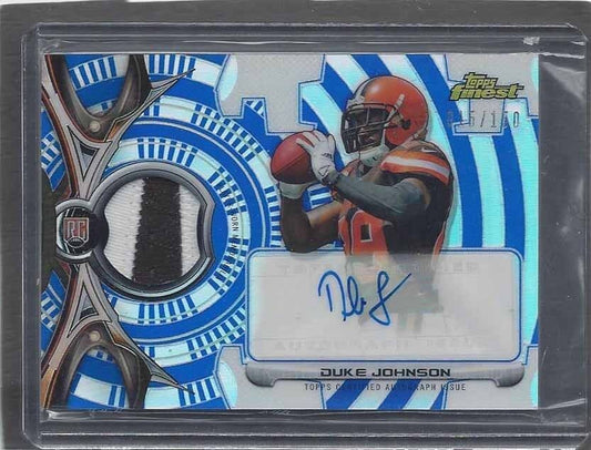 DUKE JOHNSON JR. 2015 TOPPS FINEST RPA BLUE REFRACTOR PATCH AUTO RC #D /150
