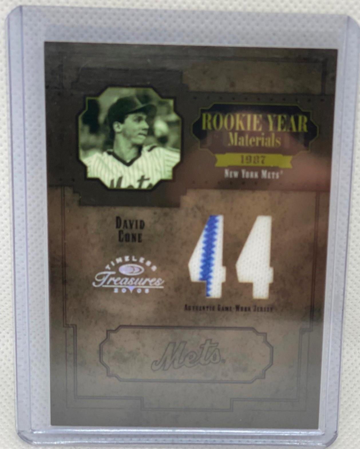 DAVID CONE 2005 DONRUSS ROOKIE YEAR MATERIALS TIMELESS TREASURES JERSEY #D 07/44