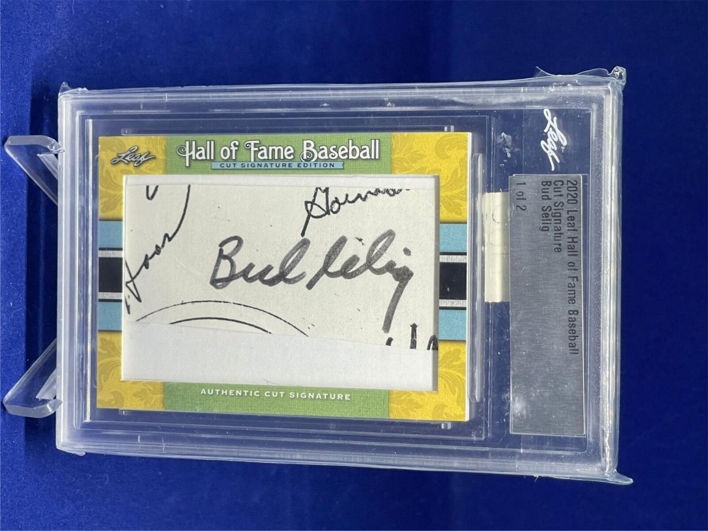 BUD SELIG 2020 LEAF HALL OF FAME BASEBALL CUT SIGNATURE AUTO #D 1/2