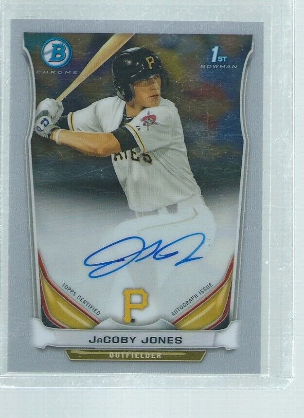 JACOBY JONES 2014 BOWMAN CHROME 1ST ON CARD AUTO PROSPECT