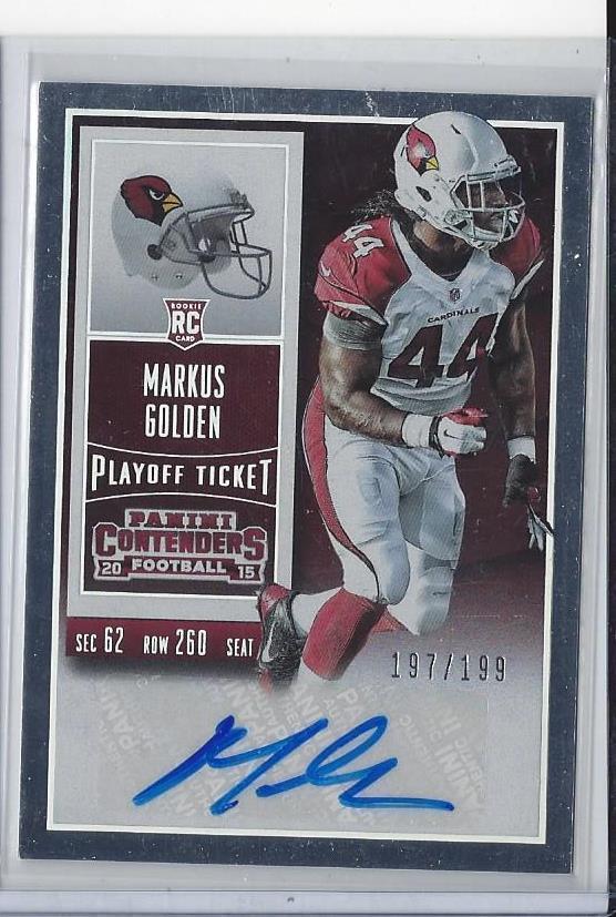 MARKUS GOLDEN 2015 PANINI CONTENDERS PLAYOFF TICKET CARDINALS AUTO RC #D 197/199