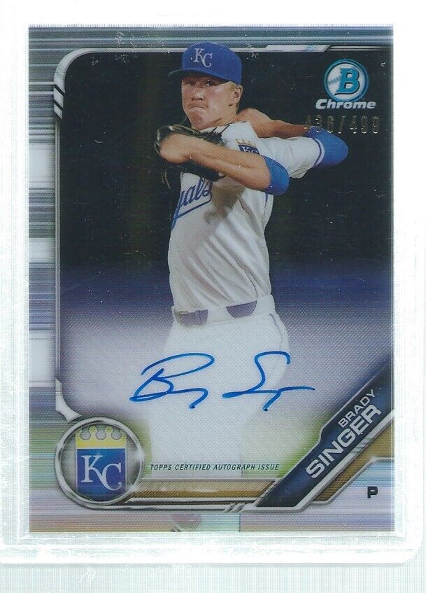 BRADY SINGER 2019 BOWMAN CHROME ON CARD AUTO PROSPECT REFRACTOR #D 436/499