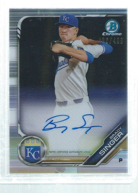 BRADY SINGER 2019 BOWMAN CHROME ON CARD AUTO PROSPECT REFRACTOR #D 436/499