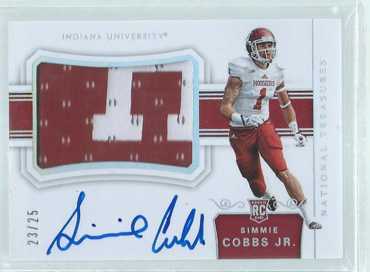 SIMMI COBBS JR 2018 NATIONAL TREASURES 2 COLOR PATCH ON CARD AUTO RC #D 23/25