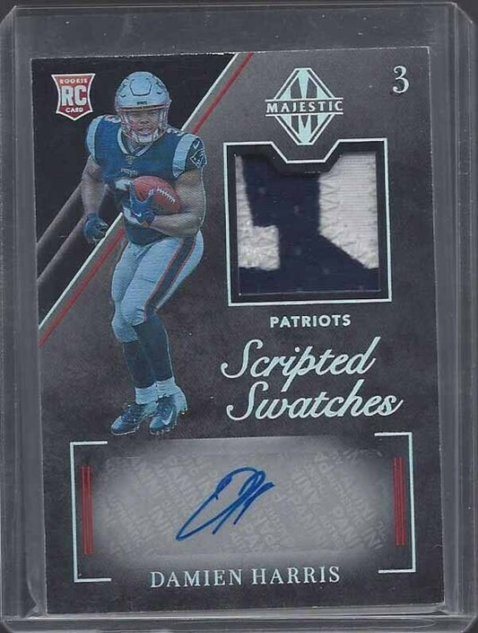 DAMIEN HARRIS 2019 PANINI MAJESTIC PLATINUM RPA ROOKIE PATCH AUTO RC #D 9/10