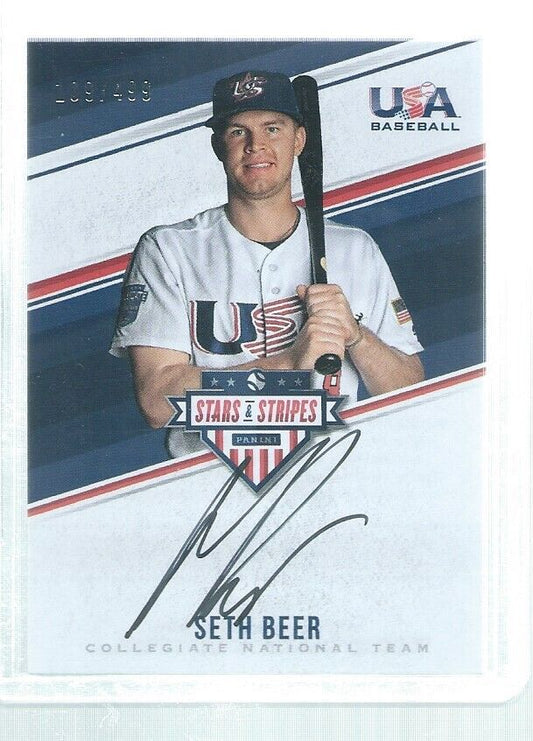 SETH BEER 2018 USA STARS & STRIPES ON CARD AUTO PROSPECT #D 109/499