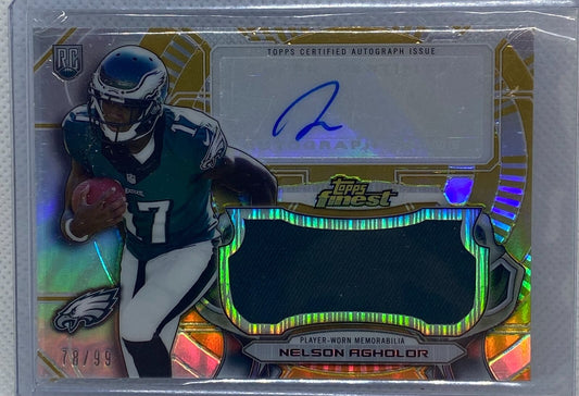 NELSON AGHOLOR 2015 TOPPS FINEST GOLD REFRACTOR JUMBO JERSEY AUTO RC #D 78/99