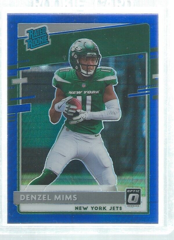 DENZEL MIMS 2020 DONRUSS OPTIC HOLO RATED ROOKIE BLUE HYPER HOLO RC #173