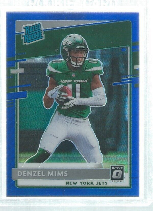 DENZEL MIMS 2020 DONRUSS OPTIC HOLO RATED ROOKIE BLUE HYPER HOLO RC #173