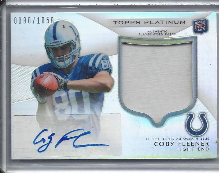 1/1 COBY FLEENER 2012 TOPPS PLATINUM RPA REFRACTOR PATCH AUTO RC #D 80/1058 JSY#