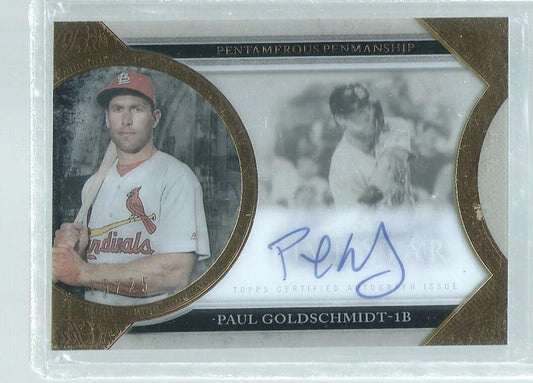 PAUL GOLDSCHMIDT 2020 TOPPS PENTAMEROUS PENMANSHIP ON CARD AUTO #D 15/25