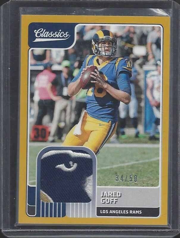 JARED GOFF 2018 CLASSICS GOLD RAMS HEAD LOGO PATCH #D 34/50