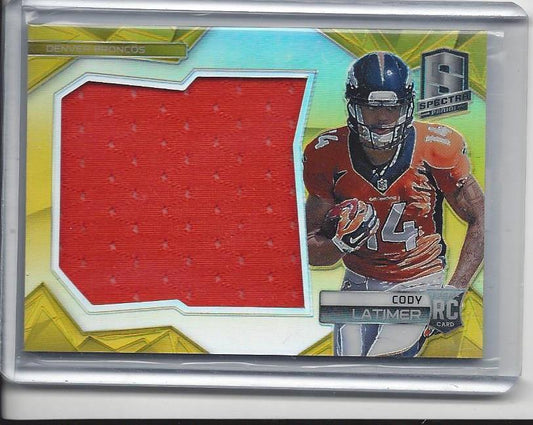 CODY LATIMER 2014 PANINI PRIZM GOLD REFRACTOR JUMBO ROOKIE JERSEY RC #D 19/25