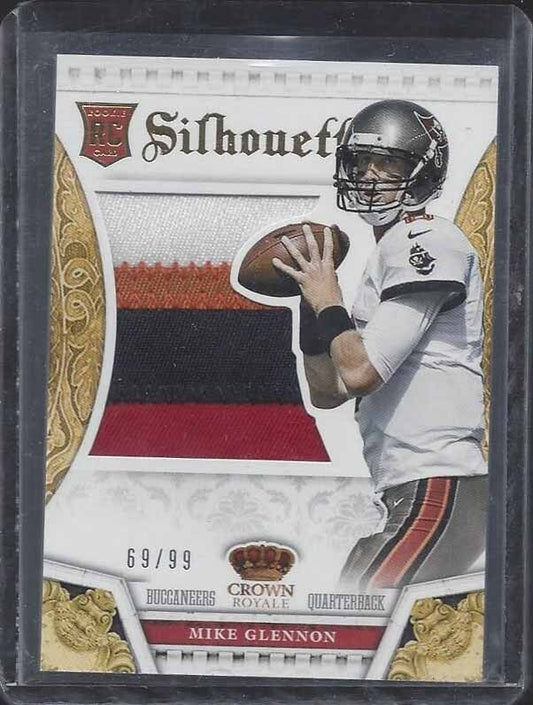 MIKE GLENNON 2013 CROWN ROYALE SILHOUETTES GOLD JUMBO 4 COLOR PATCH RC #D 69/99