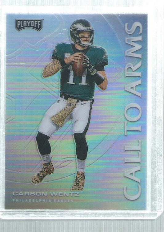 CARSON WENTZ 2020 PLAYOFF CALL TO ARMS SILVER PRIZM