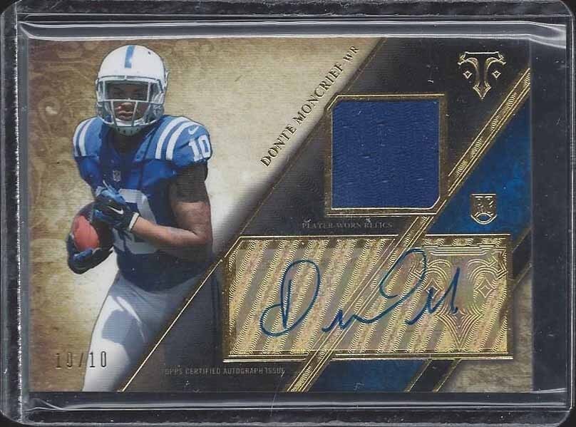 1/1 DONTE MONCRIEF 2014 TRIPLE THREADS JERSEY AUTO RC #D 10/10 HIS JERSEY #10!!!