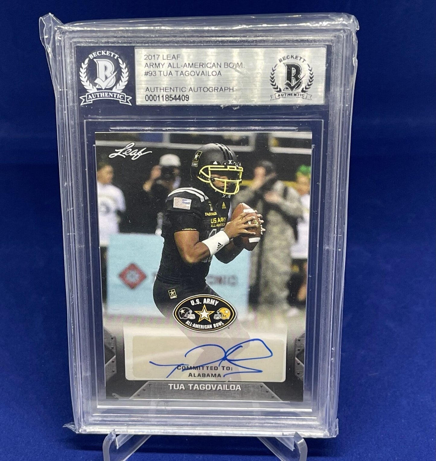 TUA TAGOVAILOA 2017 LEAF ARMY ALL AMERICAN BOWL AUTO BECKETT AUTHENTICATED