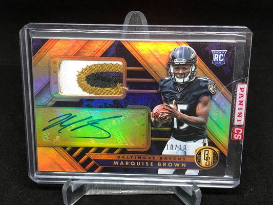 MARQUISE BROWN 2019 PANINI GOLD STANDARD 4 CLR PATCH AUTO RC #D 10/19